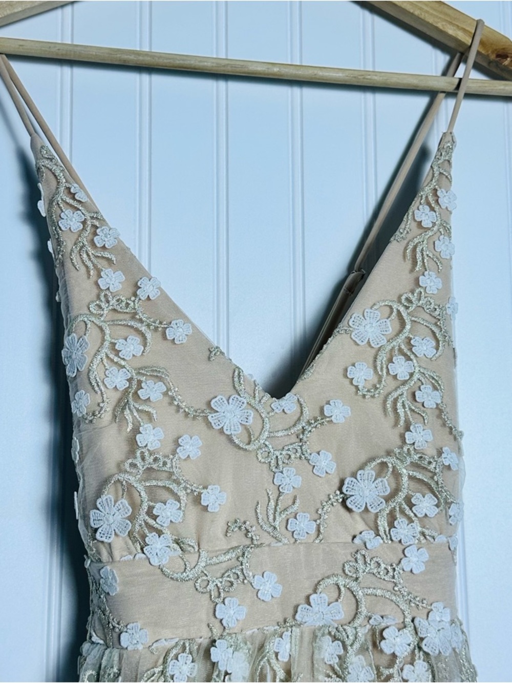 Altar’d State Maxi Dress Ivory Caledonia Strappy Floral Overlay Womens Size M - Picture 6 of 12